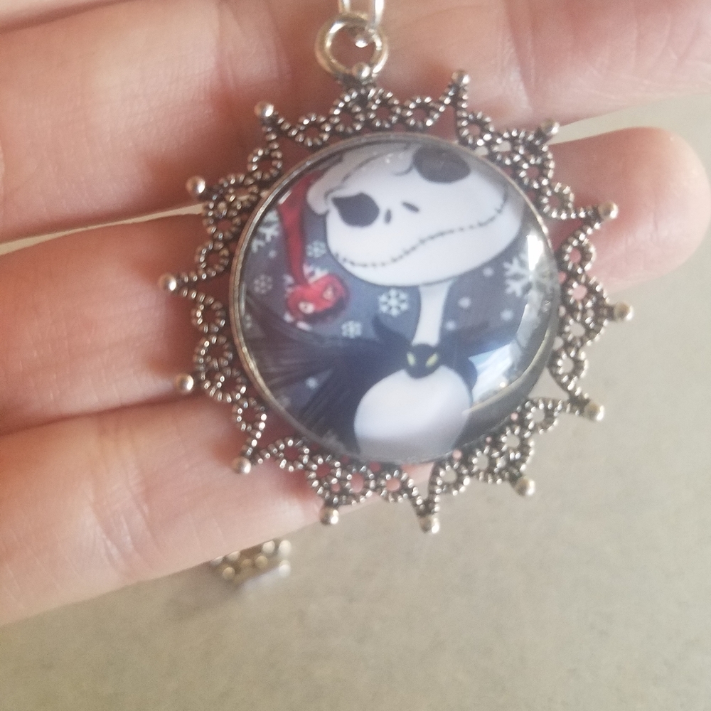 Jack Skellington Santa glass dome Necklace